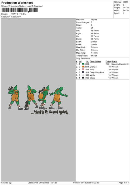 Not Going Embroidery File 6 sizes