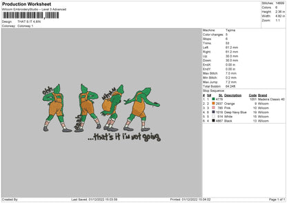 Not Going Embroidery File 6 sizes