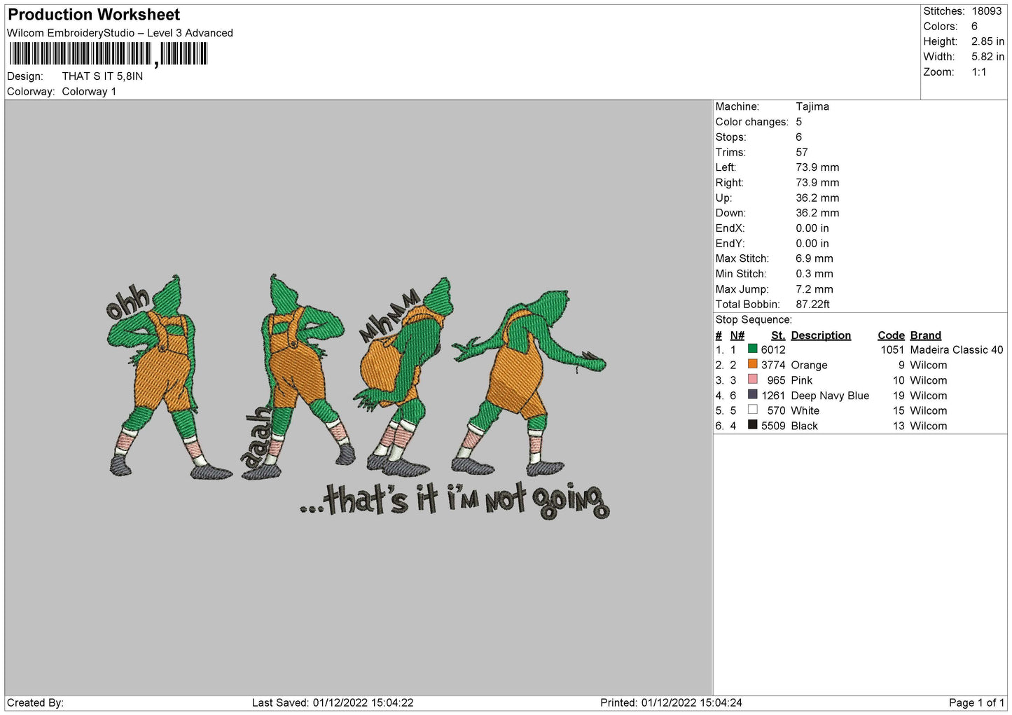 Not Going Embroidery File 6 sizes