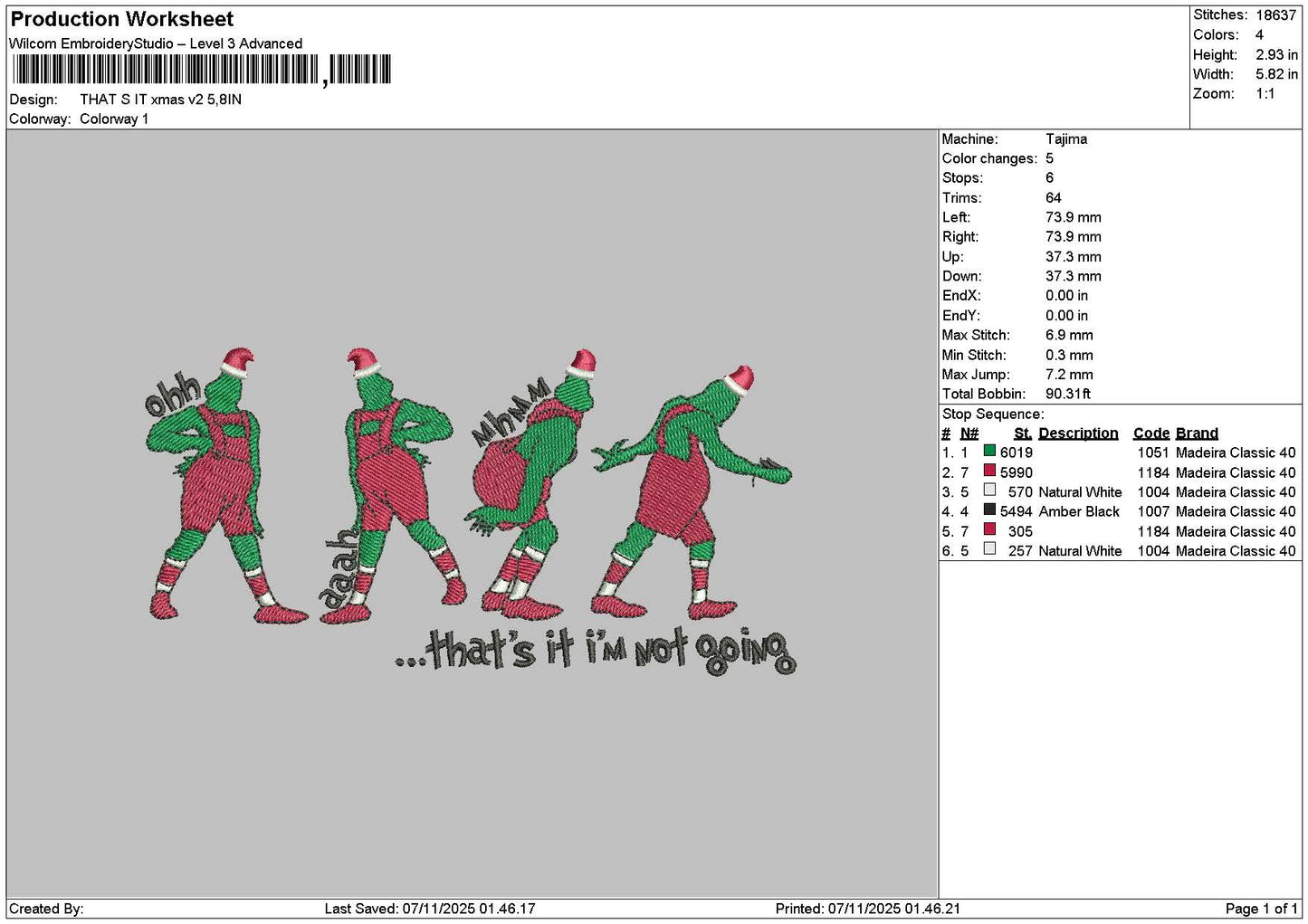 Thatsit Text 0711 Embroidery File 6 sizes