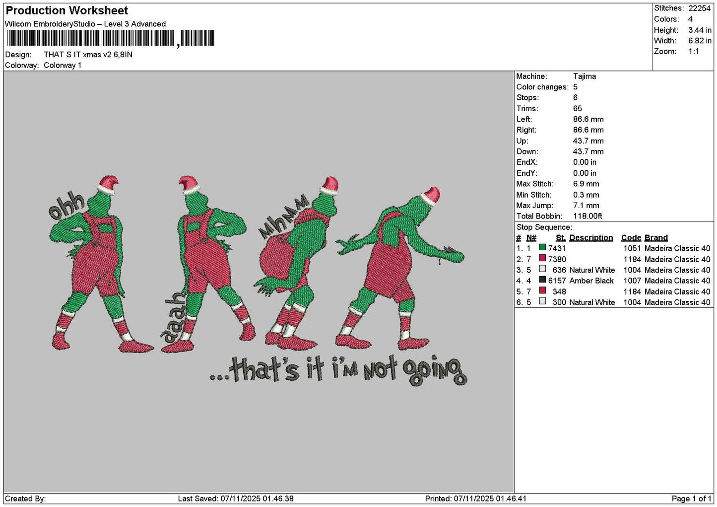 Thatsit Text 0711 Embroidery File 6 sizes
