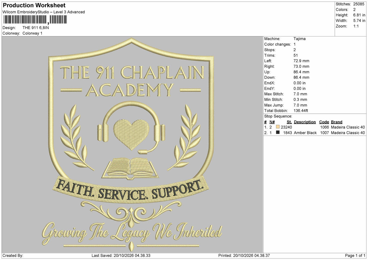 Academy Text Embroidery Machine Design File 6 sizes