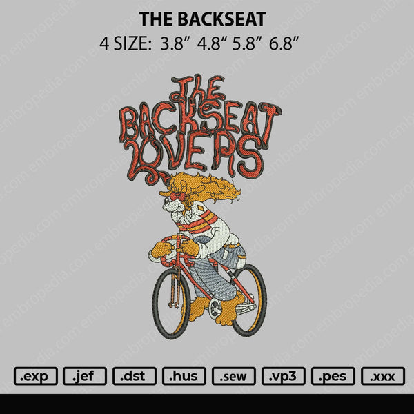 The Backseat Embroidery File 4 size