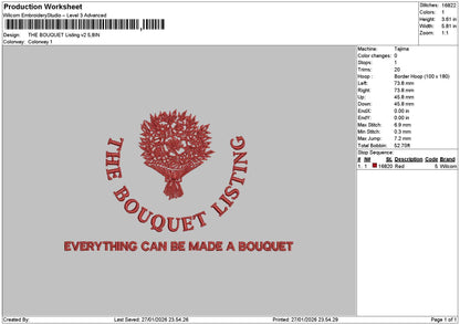 Bouquetetext 2701 Embroidery File 6 sizes