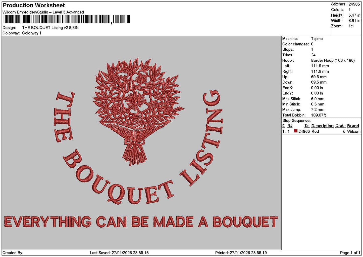 Bouquetetext 2701 Embroidery File 6 sizes