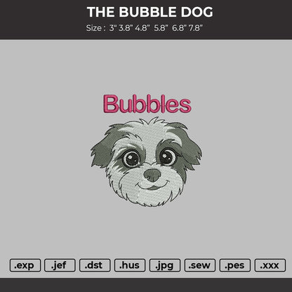 The Bubbles dog Embroidery File 6 sizes