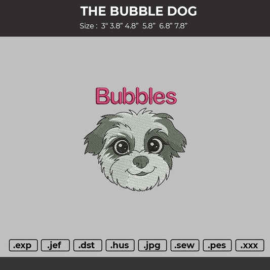 The Bubbles dog Embroidery File 6 sizes
