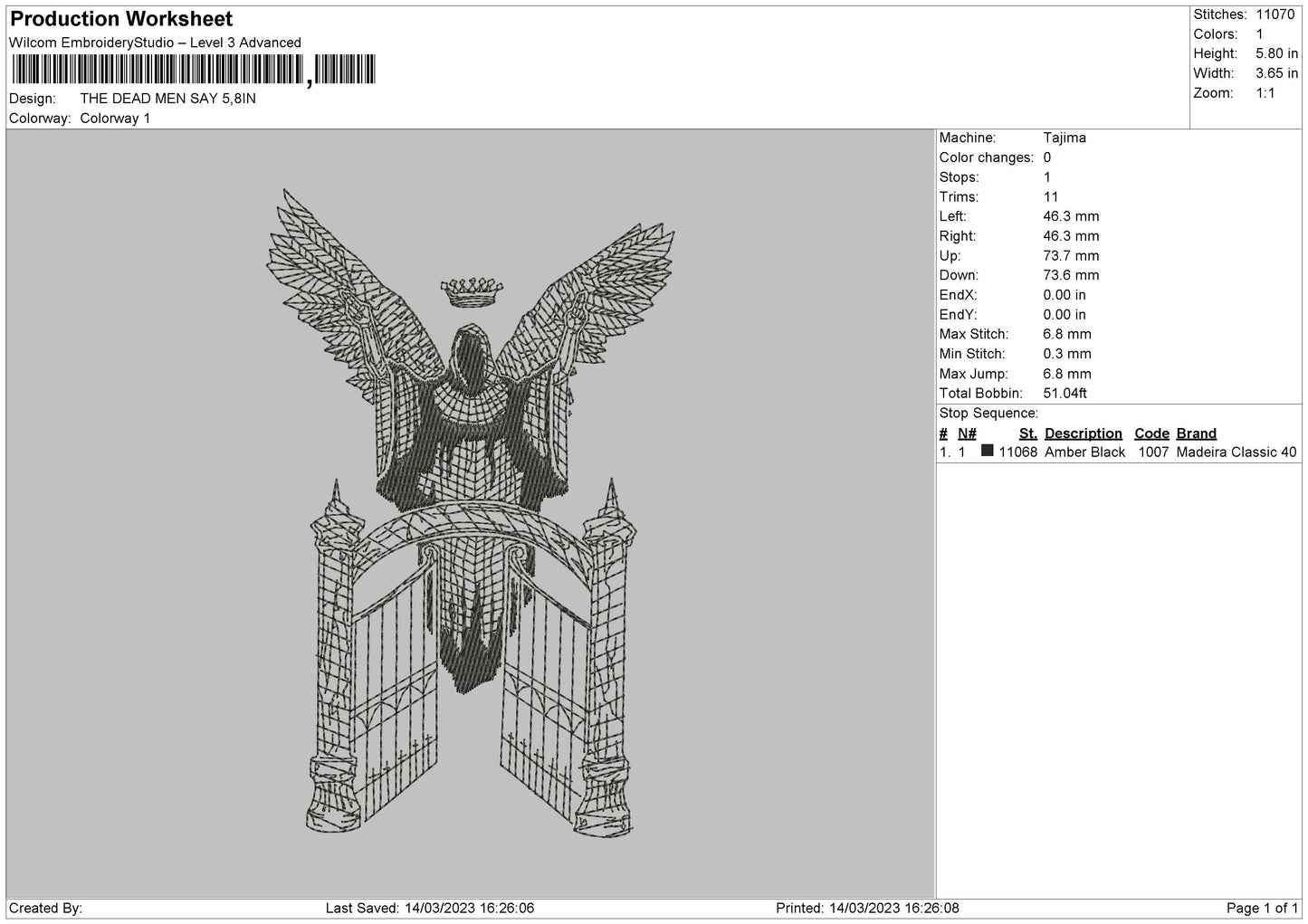Angelic Embroidery File 6 sizes