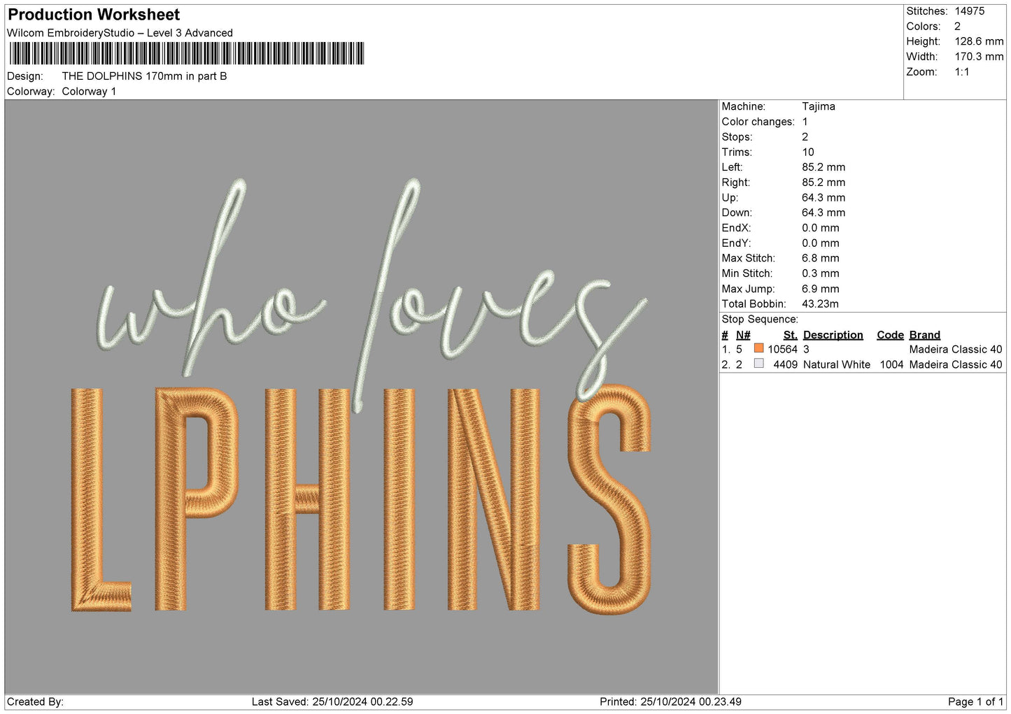 Dolphinstext 2Parts Embroidery File 2 size
