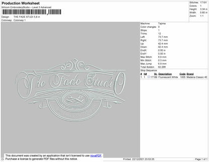 The Fade Studio Embroidery File 4 size