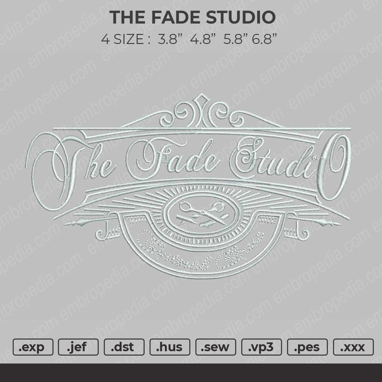 The Fade Studio Embroidery File 4 size