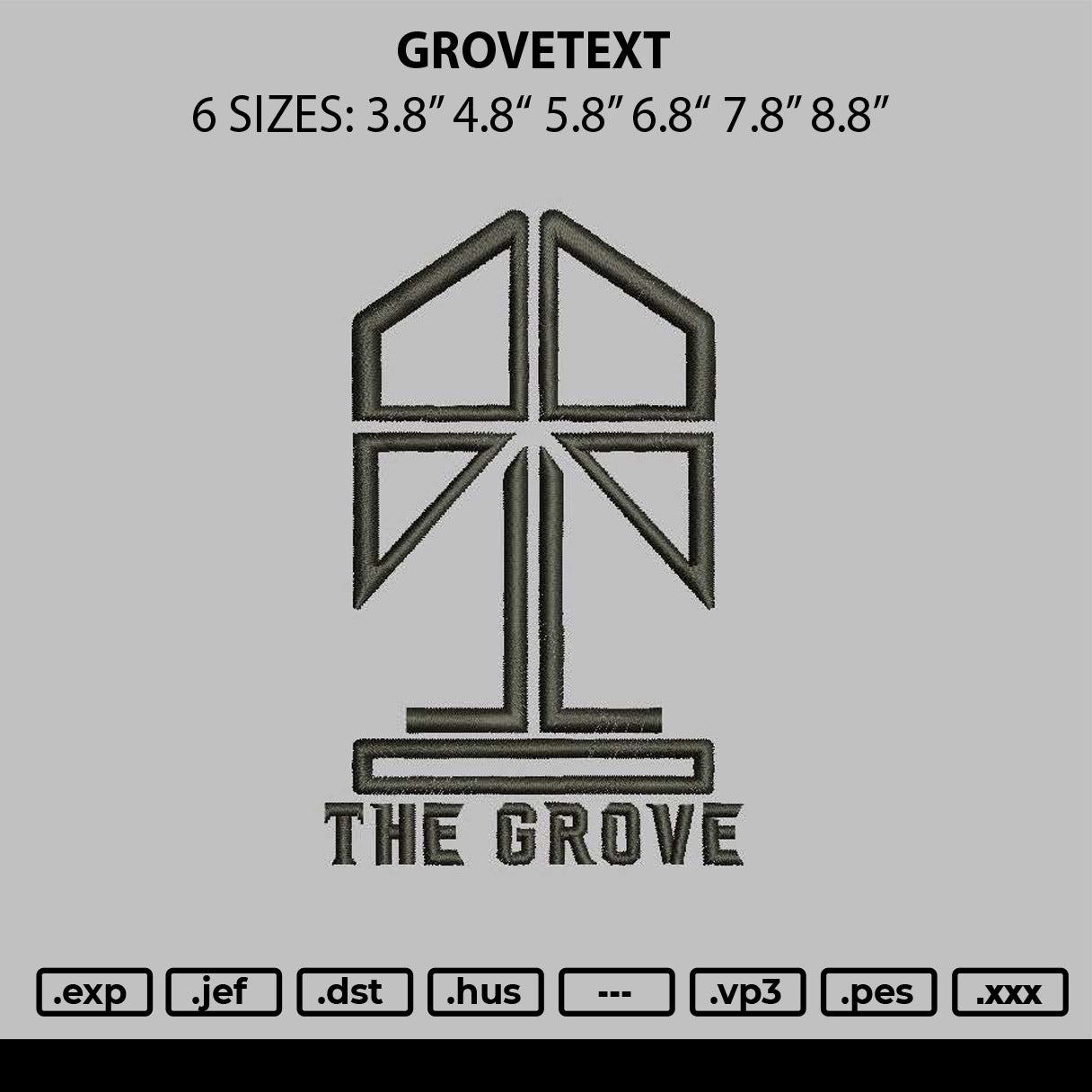 Grovetext Embroidery File 6 sizes
