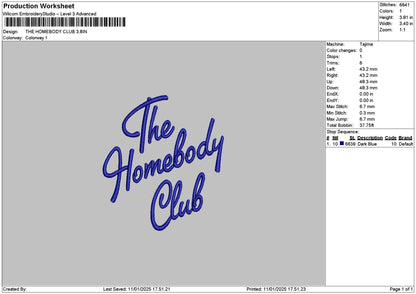 Homebodytext Embroidery File 6 sizes