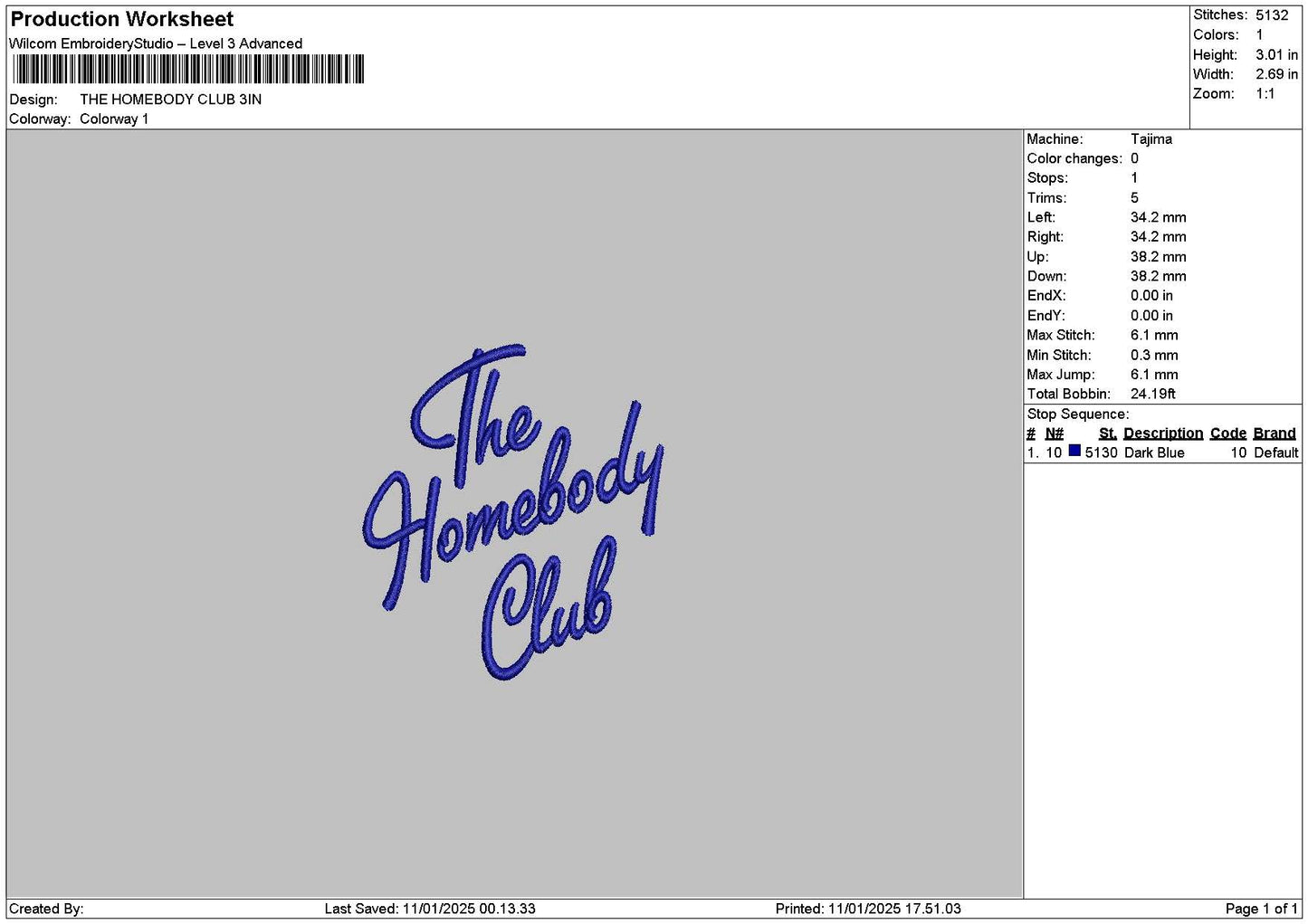 Homebodytext Embroidery File 6 sizes