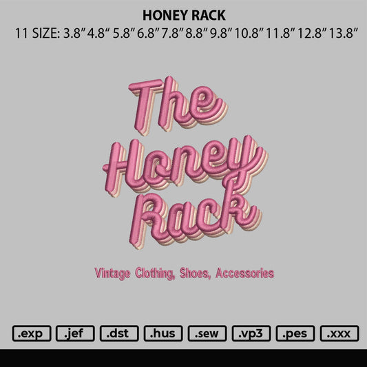 Honey Rack Embroidery File 6 sizes