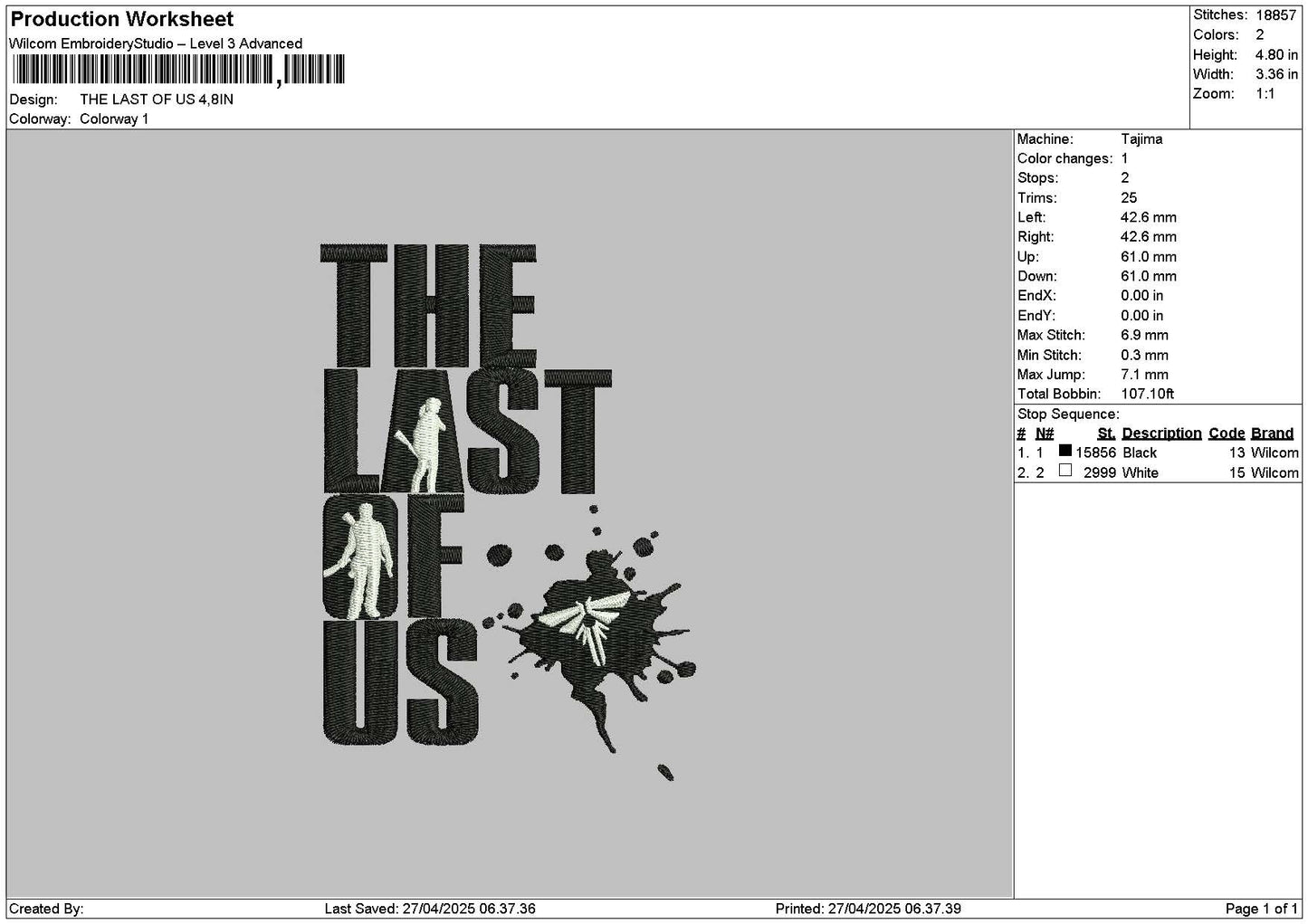 Thelasttext Embroidery File 6 sizes
