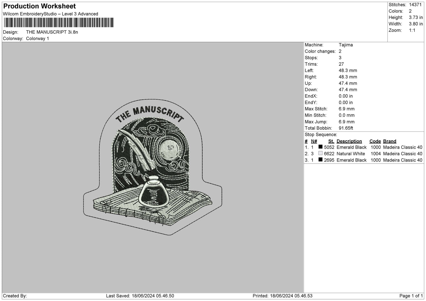 Manuscripttext Embroidery File 6 sizes