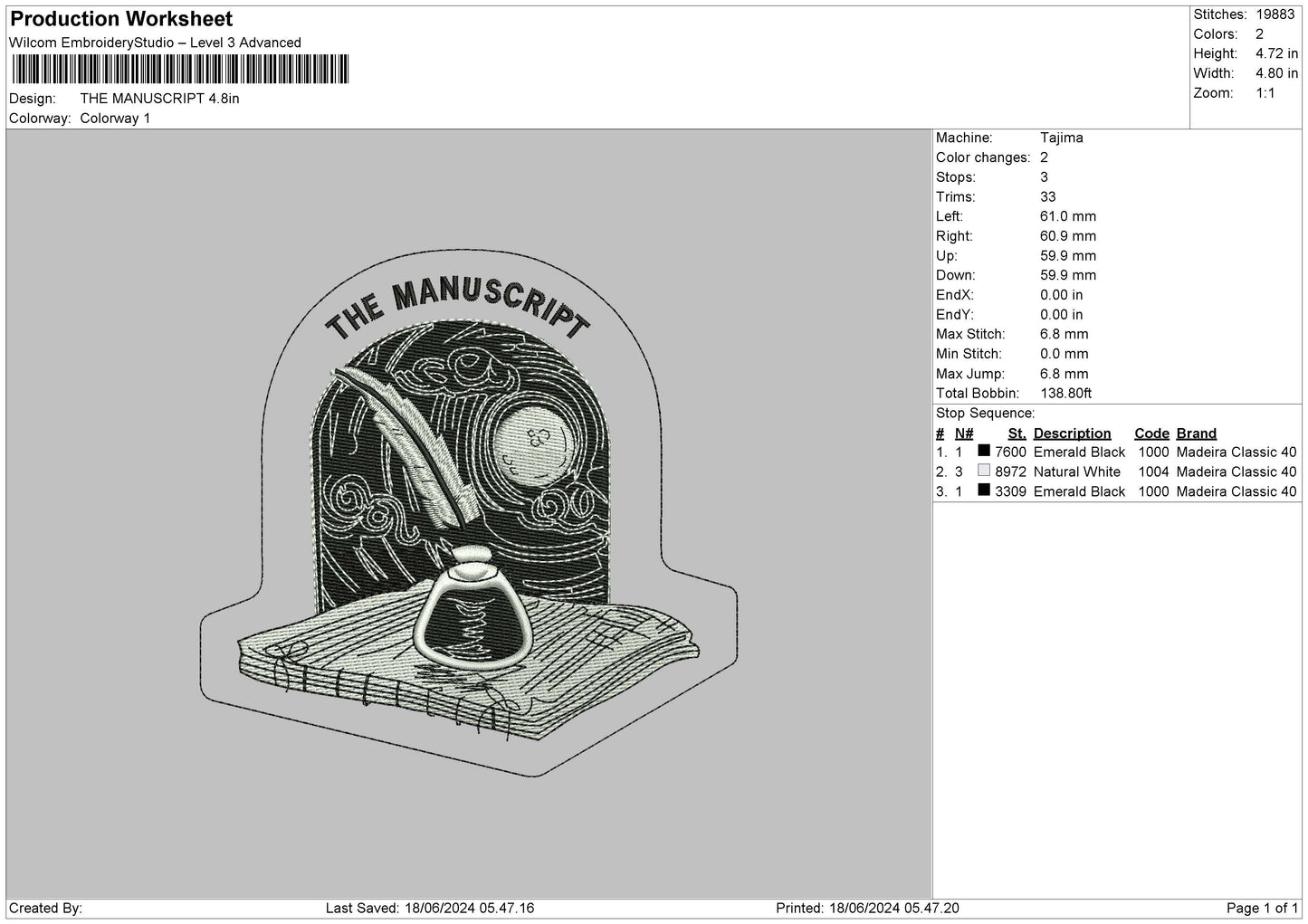 Manuscripttext Embroidery File 6 sizes
