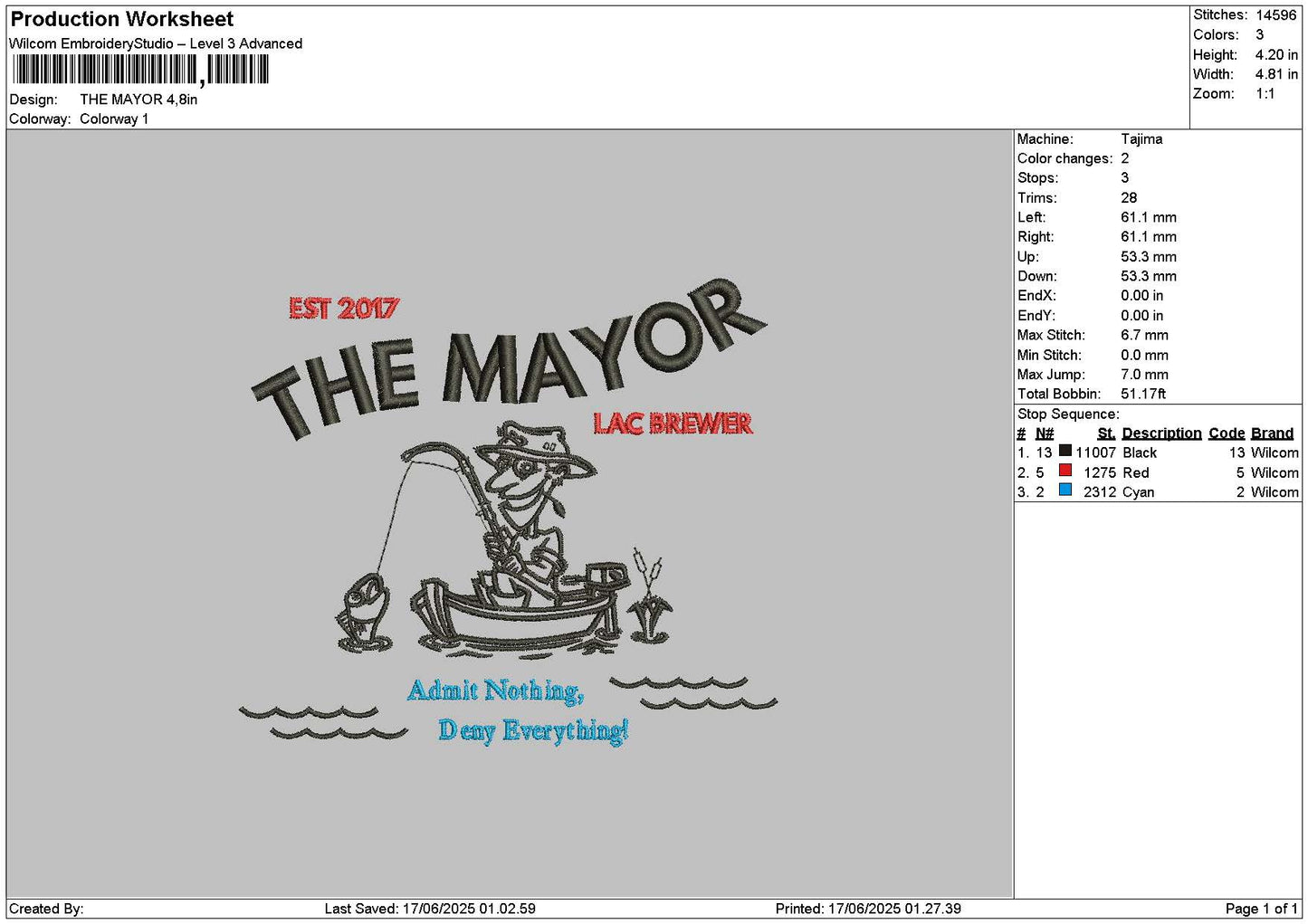 Mayortext Embroidery File 6 sizes