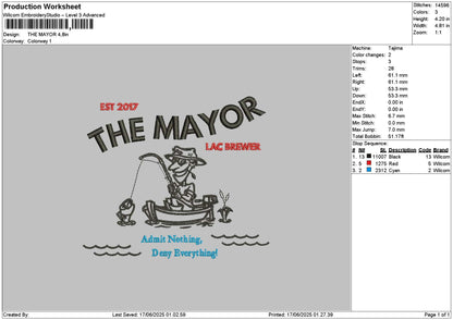 Mayortext Embroidery File 6 sizes