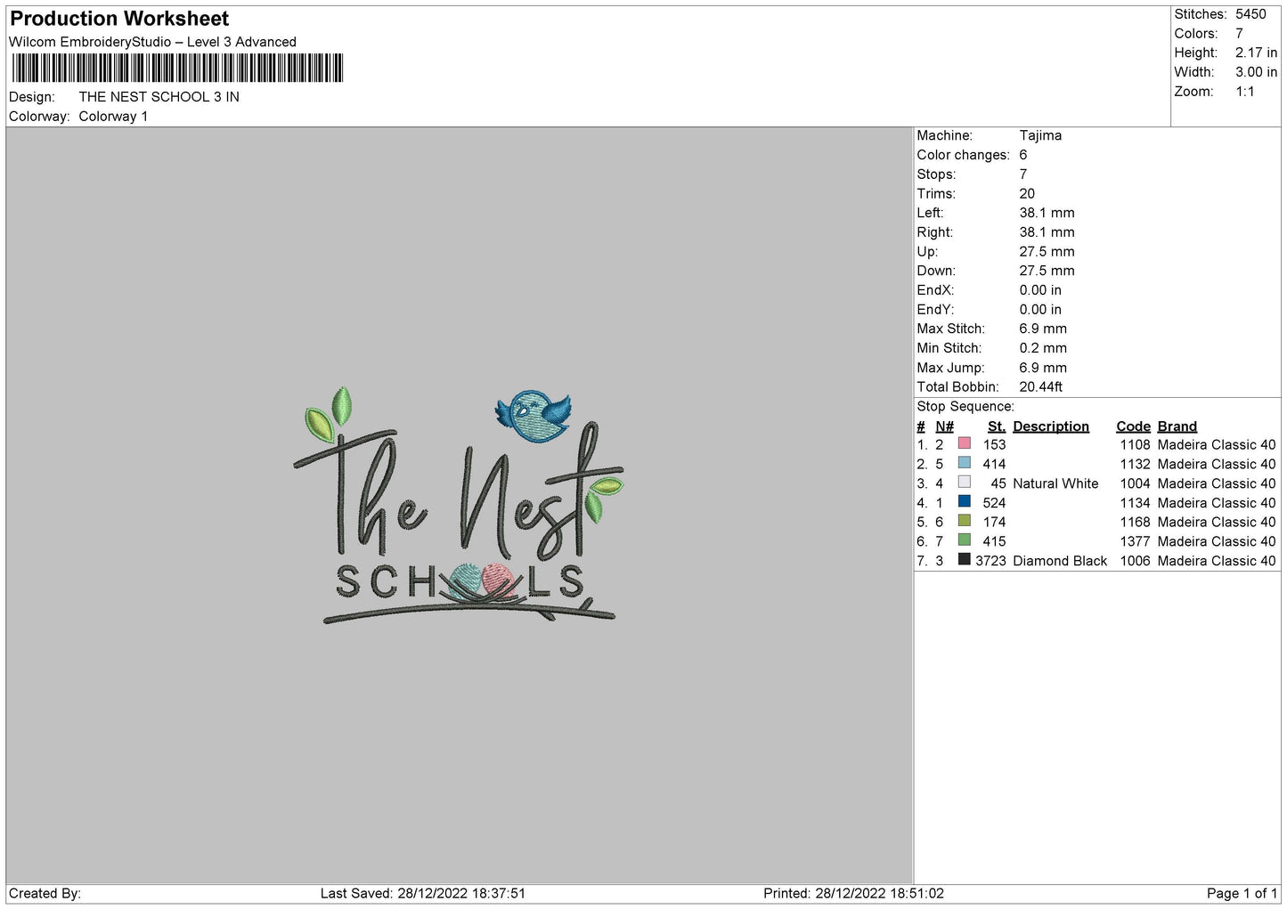 The Nest Embroidery File 6 sizes