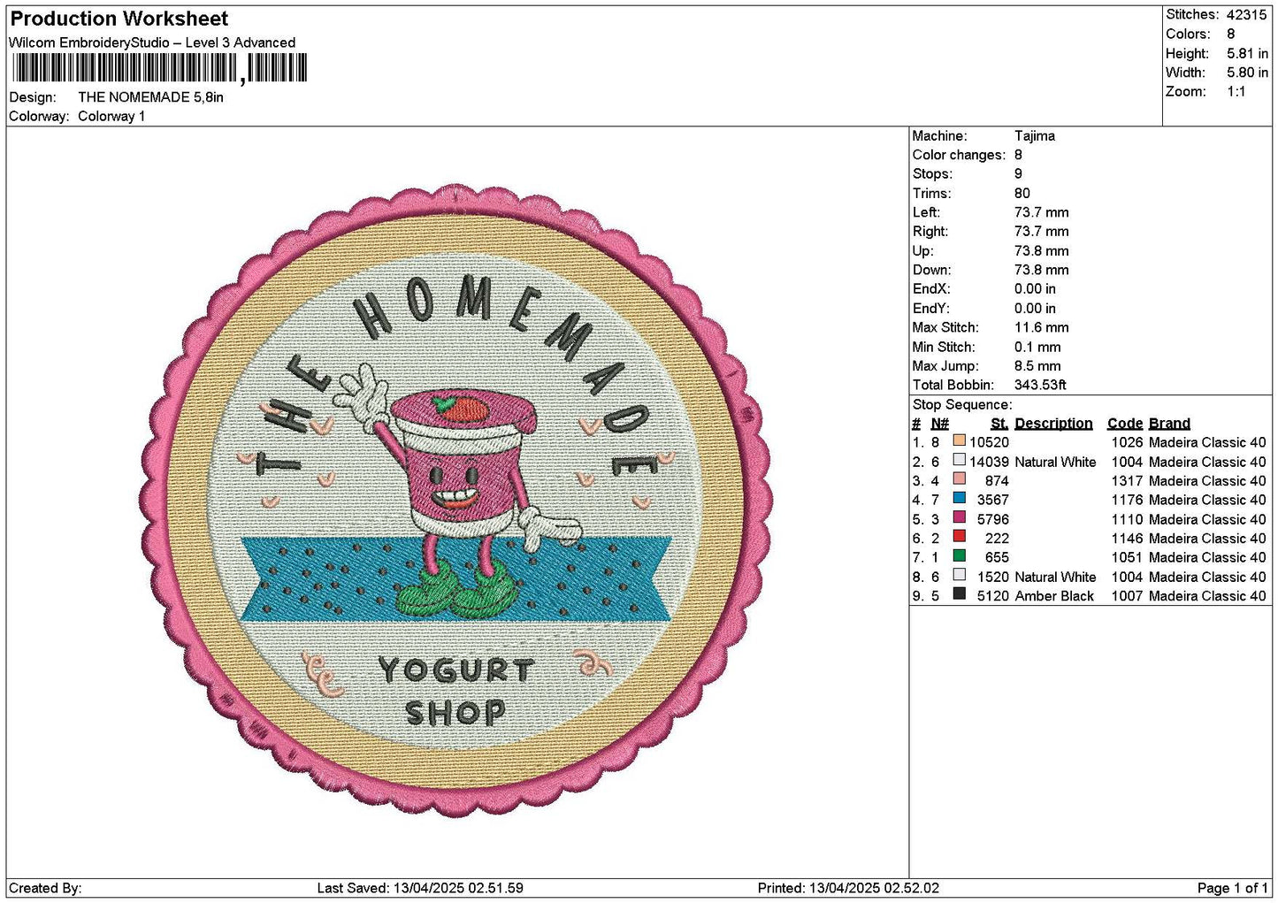 Homemadetext Embroidery File 6 sizes