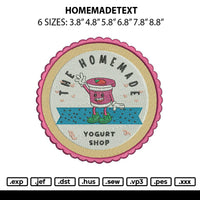 Homemadetext Embroidery File 6 sizes