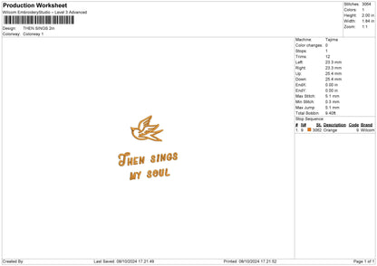 Bird Outline 01 Embroidery File 6 sizes