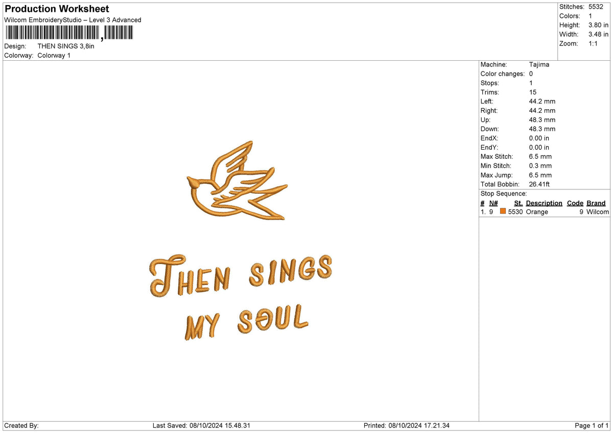 Bird Outline 01 Embroidery File 6 sizes