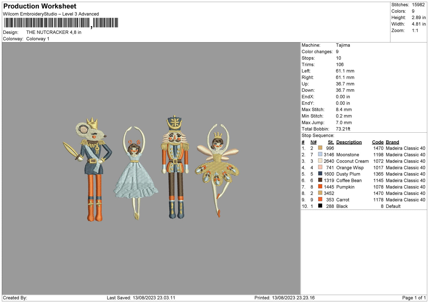 Nutracker Embroidery File 6 sizes