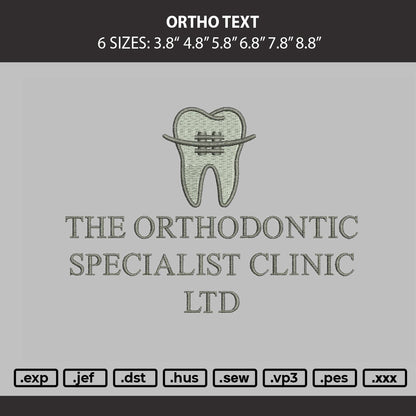 Ortho Text Embroidery Machine Design File 6 sizes