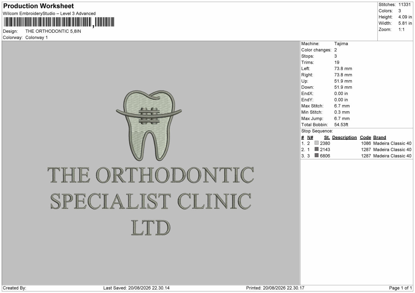 Ortho Text Embroidery Machine Design File 6 sizes