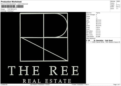 The Ree Embroidery File 4 size