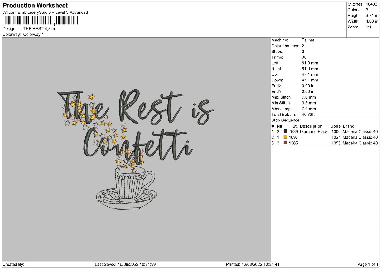 The Rest Embroidery File 5 sizes