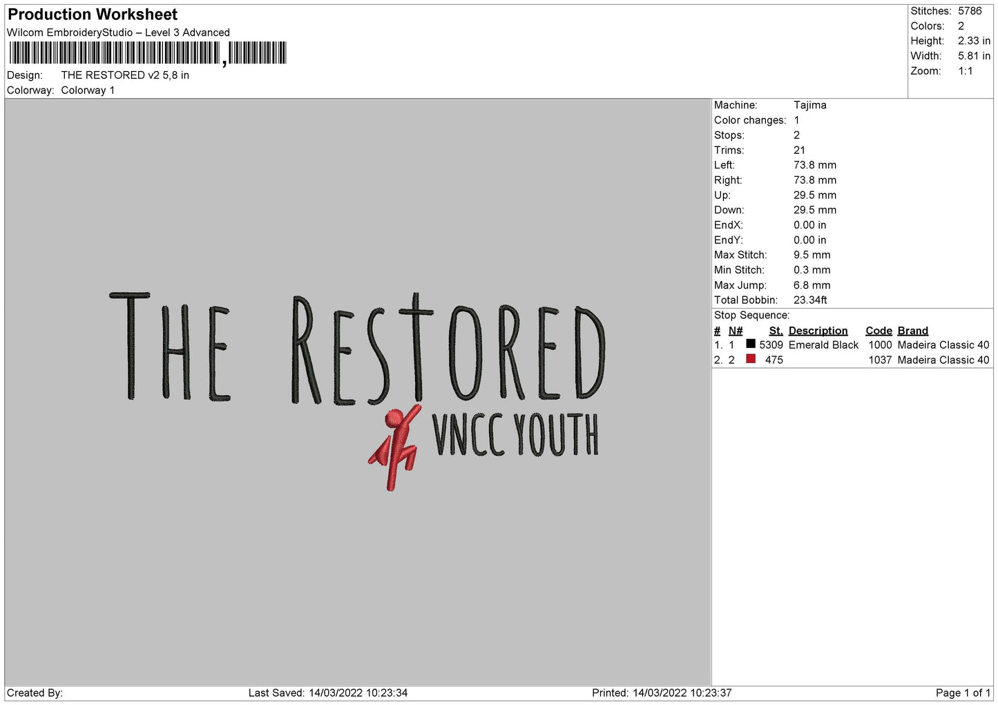 The Restored Embroidery File 4 size