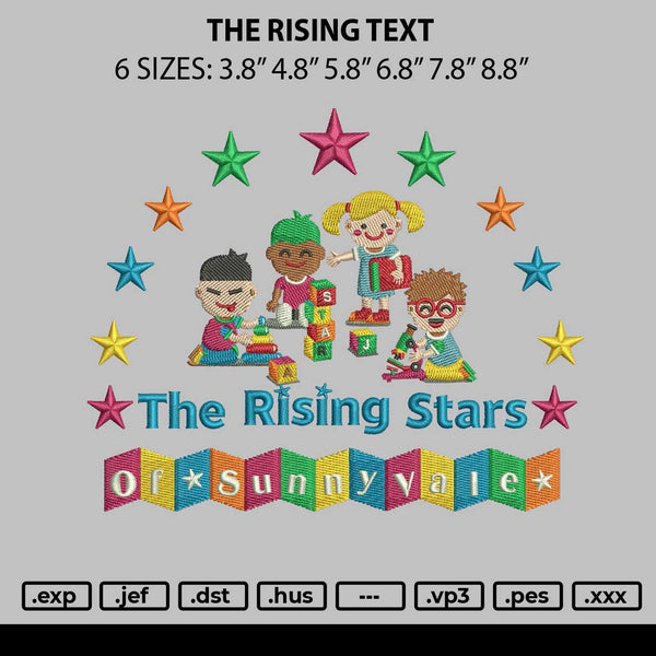 The Rising Text Embroidery File 6 sizes