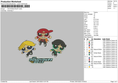 Rowoyruff Embroidery File 6 sizes