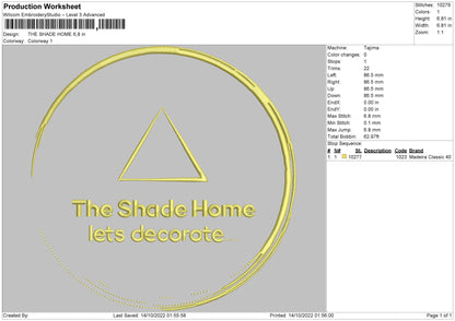 The Shade Home Embroidery File 5 sizes