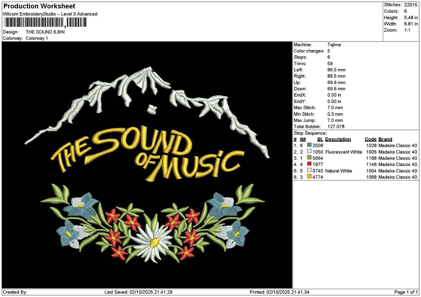 Soundtext 01 Embroidery File 6 sizes