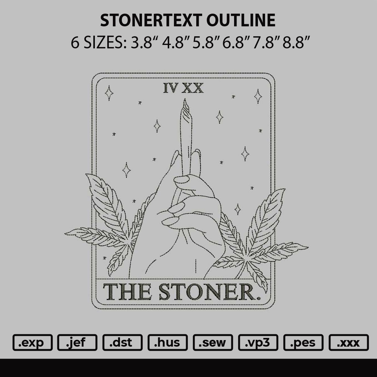 Stonertext Outline Embroidery File 6 sizes
