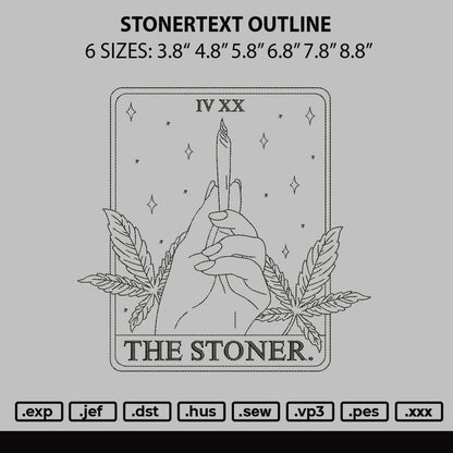Stonertext Outline Embroidery File 6 sizes