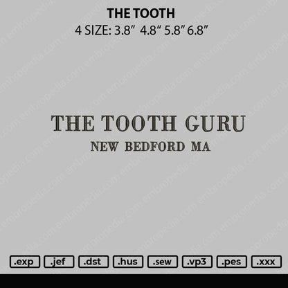 The Tooth Embroidery File 4 sizes
