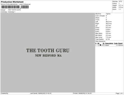 The Tooth Embroidery File 4 sizes