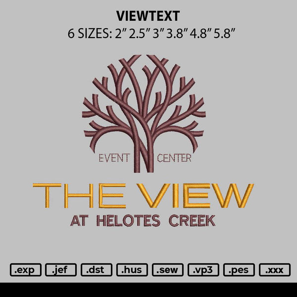 Viewtext Embroidery File 6 sizes
