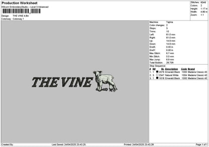 Thevinetext Embroidery File 6 sizes