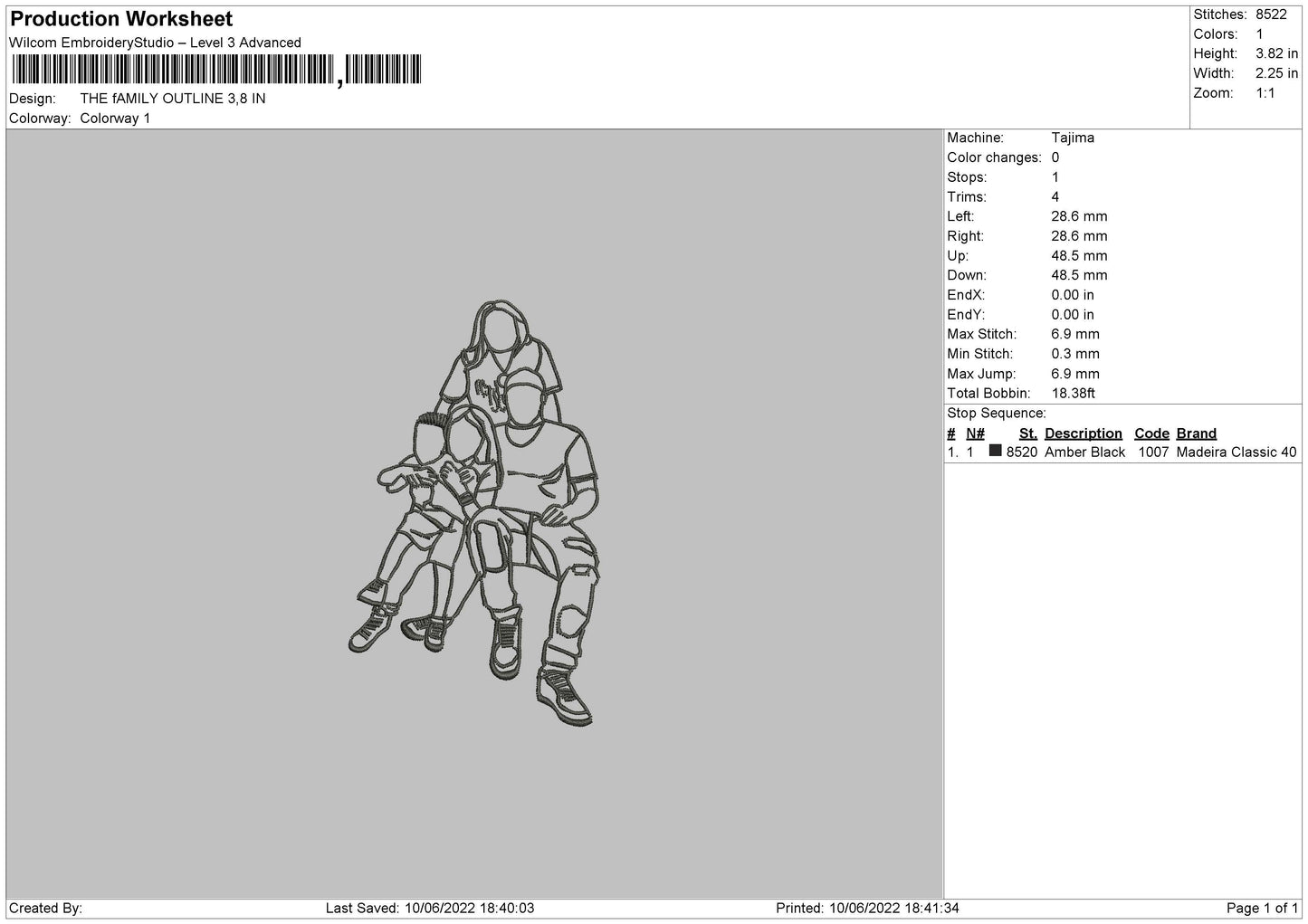 The Family Outline Embroidery File 4 size