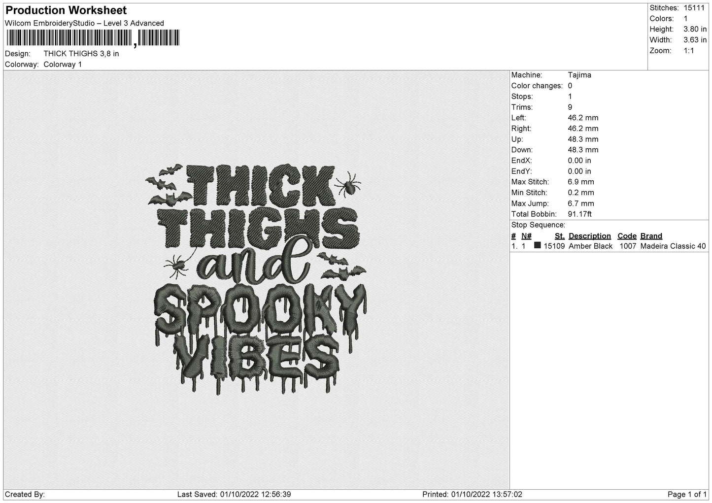 Thick Thighs Embroidery Fil 5 sizes