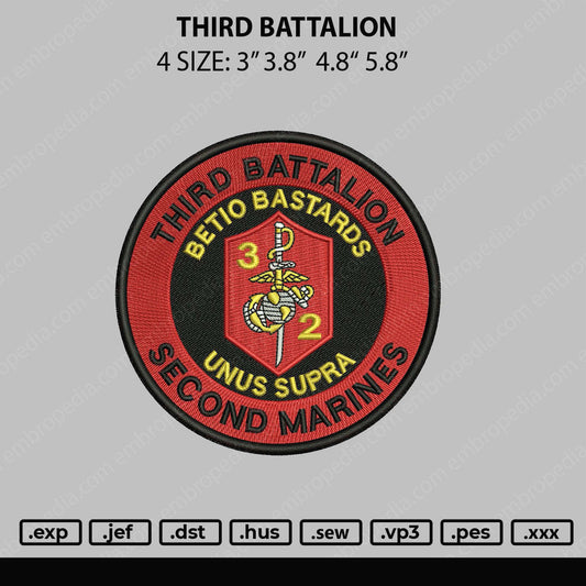 Thrid Battalion Embroidery Fie 4 size