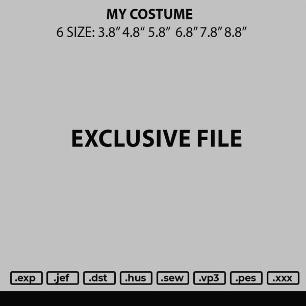 My Costume Embroidery File 6 sizes