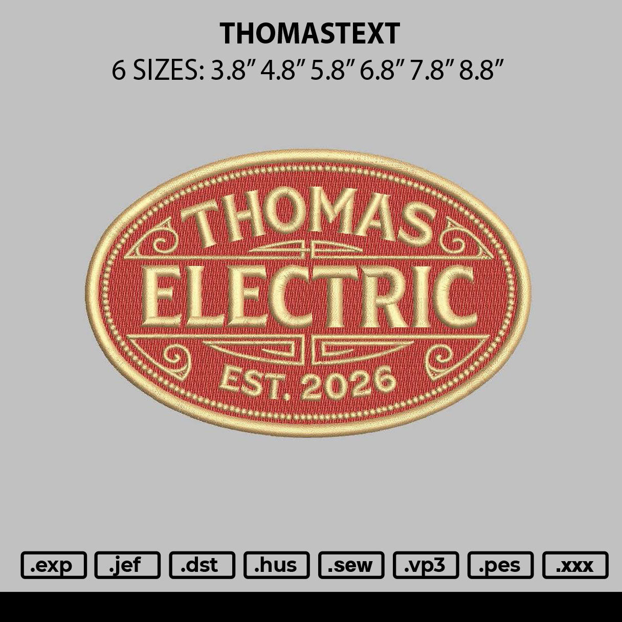 Thomastext Embroidery File 6 sizes